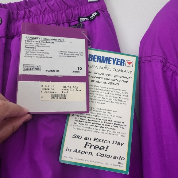 Vintage Obermeyer Purple Ski/  Windbreaker Set Size Jacket Large / Pants Size 10 - Picture 13 of 16